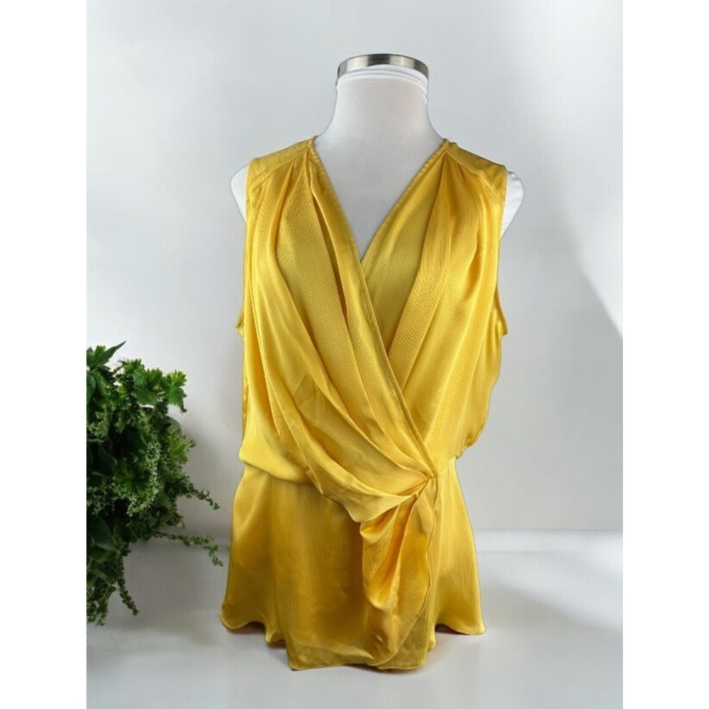 NWT Melissa McCarthy Seven7 Drape Faux Wrap Sleeveless Satin Blouse Plus Size 2X - Picture 1 of 15
